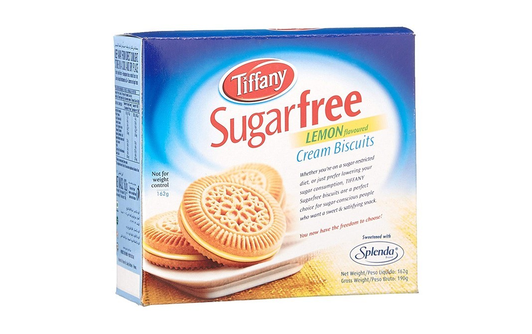 Tiffany Sugarfree Lemon Flavoured Cream Biscuits   Box  162 grams